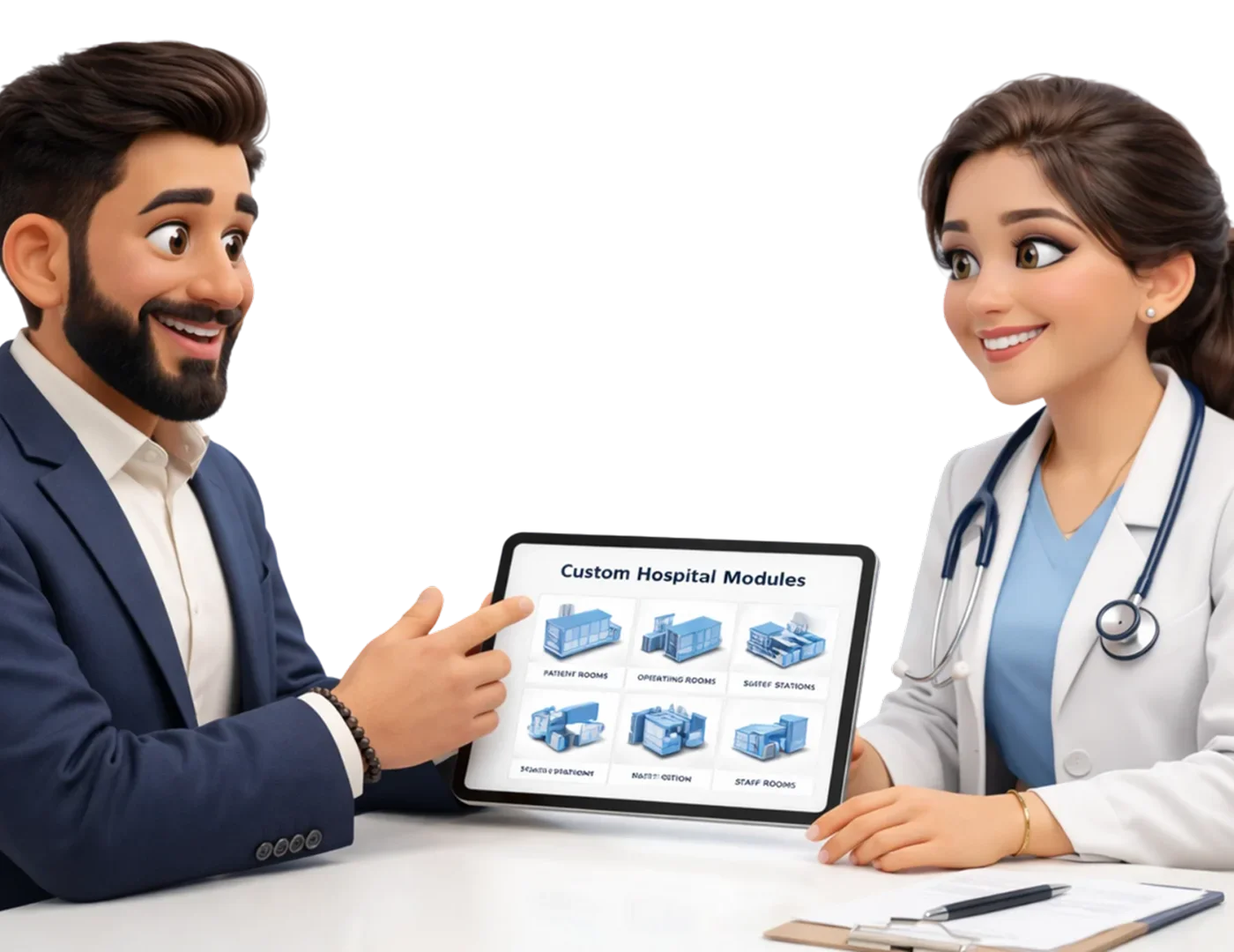 Medbus custom clinic software modules showing specialty-specific form builder and configuration